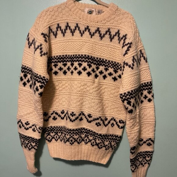 Field Gear Men’s Med 100% Scottish Shetland Wool Ivory Chevron - Picture 1 of 9